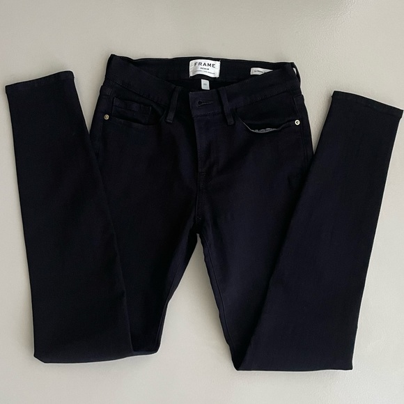 FRAME Le Skinny de Jeanne mid-rise jeans in black Size 25 - Picture 4 of 7